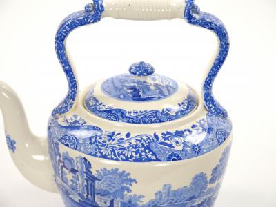 Oversized Italian Blue and White Porcelain Tea or Coffee Pot