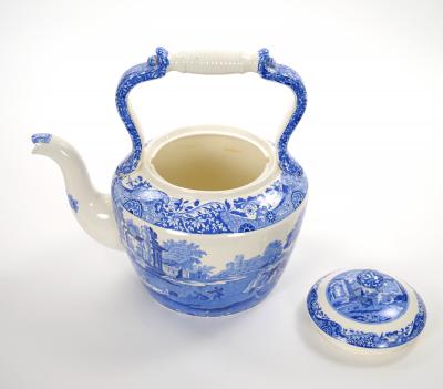 Oversized Italian Blue and White Porcelain Tea or Coffee Pot