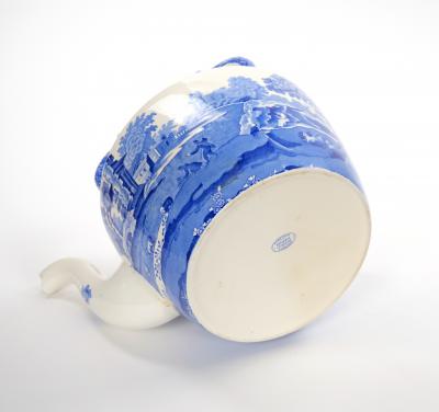 Oversized Italian Blue and White Porcelain Tea or Coffee Pot