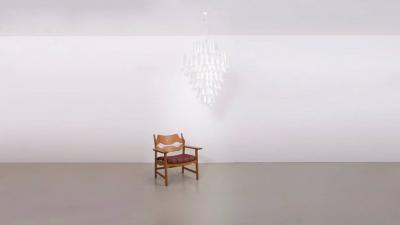 Oversized Murano Glass Tulipani or Feather Chandelier Attributed to Mazzega