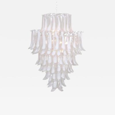 Oversized Murano Glass Tulipani or Feather Chandelier Attributed to Mazzega