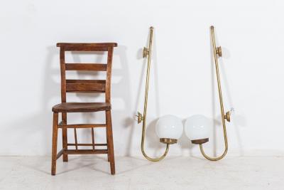 Oversized Pair of Parisian Brass Opaline Hotel Wall Sconces