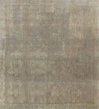 Oversized Vintage Chinese Camel and Light Green Wool Carpet