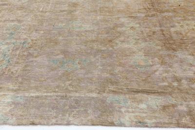 Oversized Vintage Chinese Camel and Light Green Wool Carpet