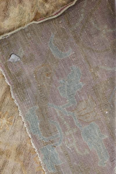 Oversized Vintage Chinese Camel and Light Green Wool Carpet