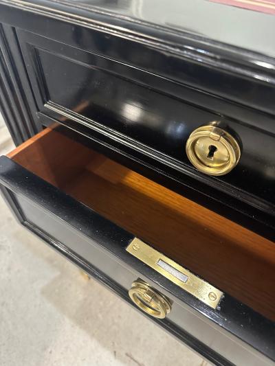 Oversized Vintage Ebonized French Bureau Plat Desk