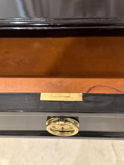 Oversized Vintage Ebonized French Bureau Plat Desk