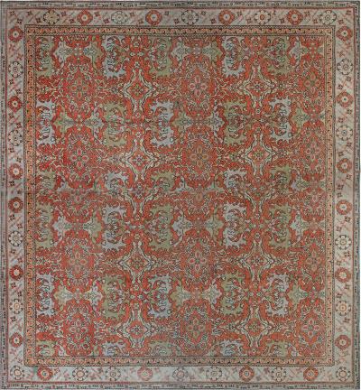 Oversized Vintage English Axminster Bold Red Handmade Wool Carpet