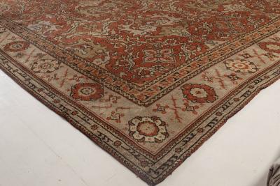 Oversized Vintage English Axminster Bold Red Handmade Wool Carpet