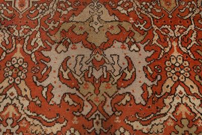 Oversized Vintage English Axminster Bold Red Handmade Wool Carpet