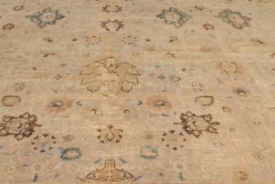 Oversized Vintage Indian Botanic Hand Knotted Wool Rug