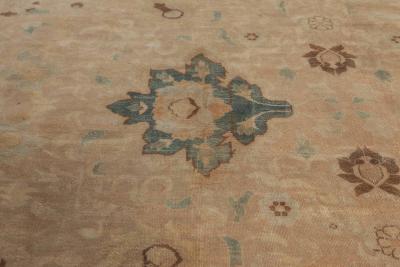 Oversized Vintage Indian Botanic Hand Knotted Wool Rug