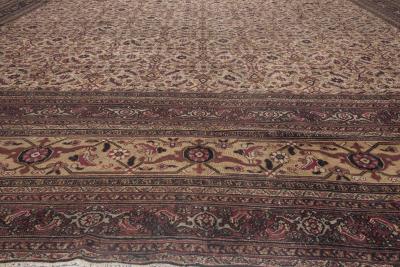 Oversized Vintage Persian Meshad Pink Brown Handmade Wool Rug