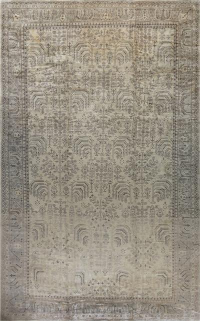 Oversized Vintage Turkish Oushak Floral Handwoven Wool Rug