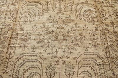 Oversized Vintage Turkish Oushak Floral Handwoven Wool Rug