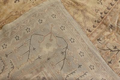 Oversized Vintage Turkish Oushak Floral Handwoven Wool Rug