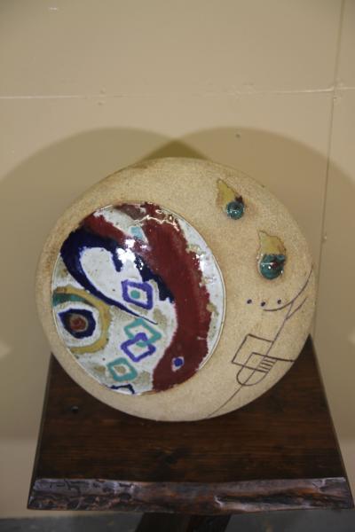 Oversized round floor vase by Ken Pick 