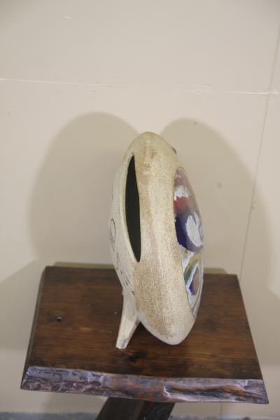 Oversized round floor vase by Ken Pick 