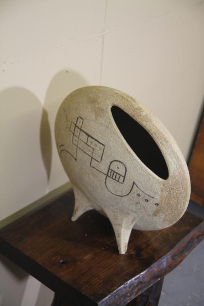 Oversized round floor vase by Ken Pick 