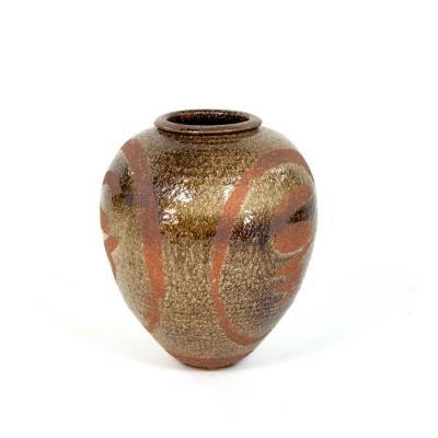 Ovoid Form Salt Glazed Studio Pottery Vase American 1960s