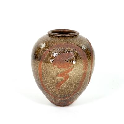 Ovoid Form Salt Glazed Studio Pottery Vase American 1960s