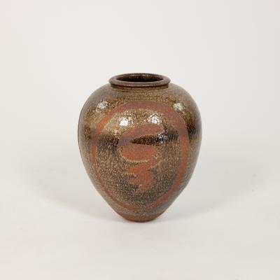 Ovoid Form Salt Glazed Studio Pottery Vase American 1960s