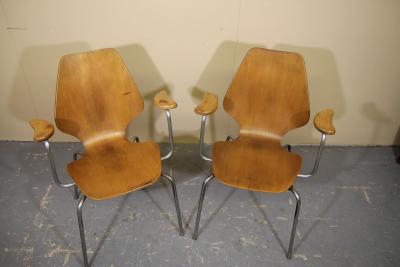 Oyvind Iversen Molded Plywood City Armchairs