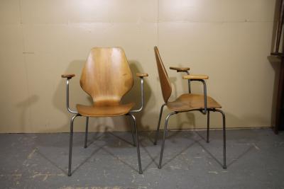 Oyvind Iversen Molded Plywood City Armchairs