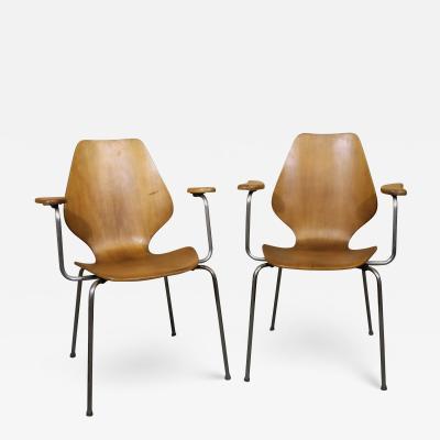 Oyvind Iversen Molded Plywood City Armchairs