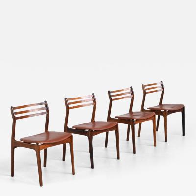 P E P E Jorgensen Poul Erik J rgensen P E Jorgensen dining chairs in rosewood Farso Stolefabrik Denmark 1960