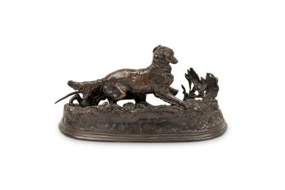 P J Mene Patinated Bronze Dogs