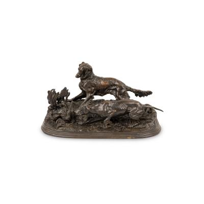 P J Mene Patinated Bronze Dogs