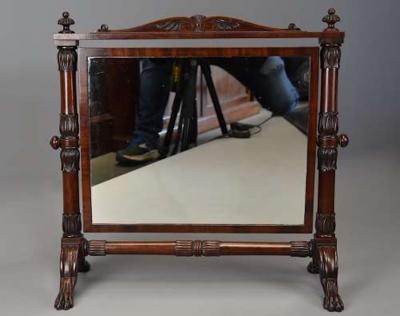 P MA Nicholson Superb quality 19th century Regency Cuban mahogany cheval table mirror