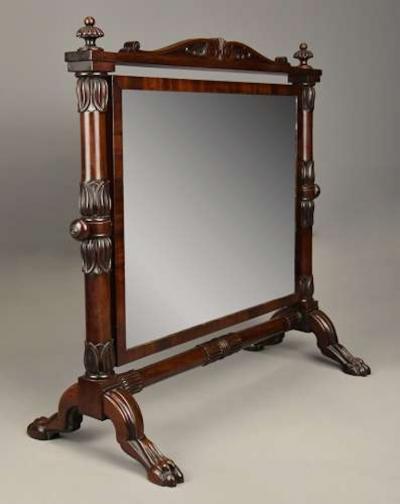 P MA Nicholson Superb quality 19th century Regency Cuban mahogany cheval table mirror