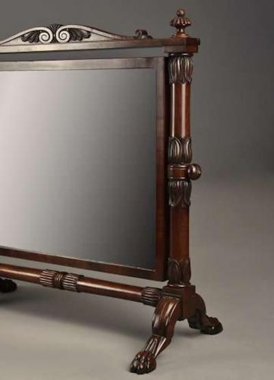 P MA Nicholson Superb quality 19th century Regency Cuban mahogany cheval table mirror