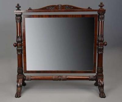 P MA Nicholson Superb quality 19th century Regency Cuban mahogany cheval table mirror