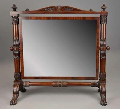 P MA Nicholson Superb quality 19th century Regency Cuban mahogany cheval table mirror