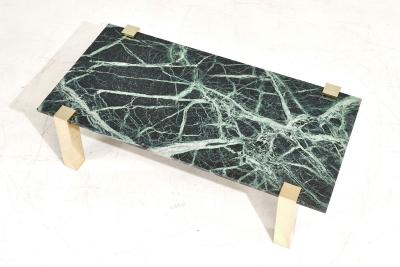 PACE Collection Verde Green Marble and Brass Coffee Table 1970