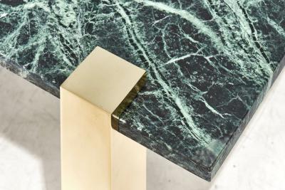 PACE Collection Verde Green Marble and Brass Coffee Table 1970