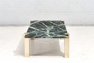 PACE Collection Verde Green Marble and Brass Coffee Table 1970