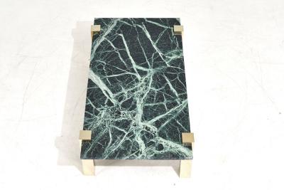 PACE Collection Verde Green Marble and Brass Coffee Table 1970