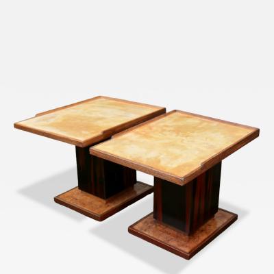 PAIR French Macassar Parchment Tables after Dupre Lafon circa 1950