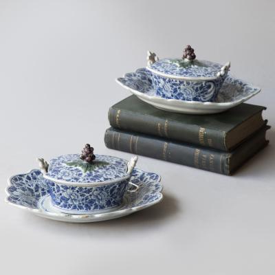 PAIR OF 18TH CENTURY DUTCH DELFT BUTTER DISHES