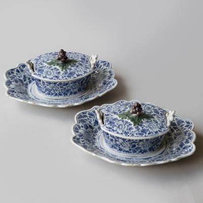 PAIR OF 18TH CENTURY DUTCH DELFT BUTTER DISHES
