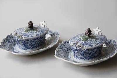 PAIR OF 18TH CENTURY DUTCH DELFT BUTTER DISHES