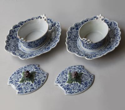 PAIR OF 18TH CENTURY DUTCH DELFT BUTTER DISHES
