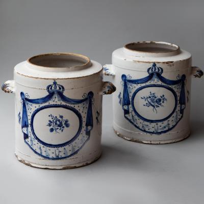 PAIR OF 18TH CENTURY FAIENCE POTS PHARMACIE