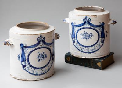 PAIR OF 18TH CENTURY FAIENCE POTS PHARMACIE