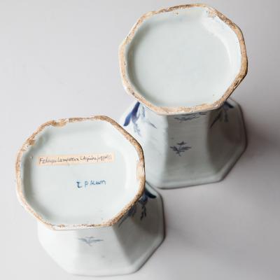 PAIR OF 18TH CENTURY OCTAGONAL DELFT VASES