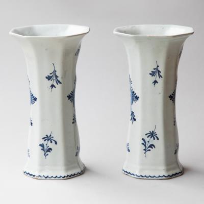 PAIR OF 18TH CENTURY OCTAGONAL DELFT VASES